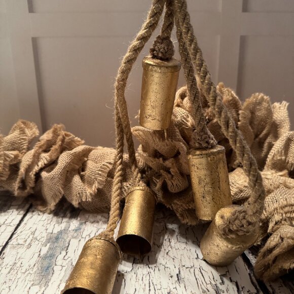 Holiday Hanging Bells Gold Tone Rope - Picture 2 of 2